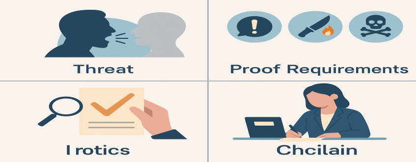 تهدید، انواع شرایط اثبات و شکایت